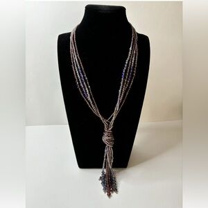 Noelle Twisted Beaded Necklace in Purple and Blue